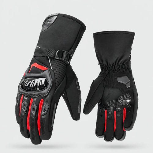 Alpenwarm Winter-Motorradhandschuhe in Schwarz-Rot