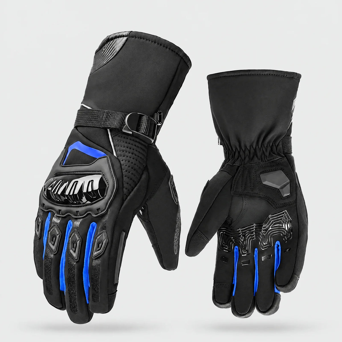 Alpenwarm Winter-Motorradhandschuhe in Schwarz-Blau