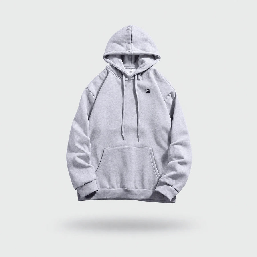 Alpenwarm beheizter Hoodie in Grau, Vorderansicht