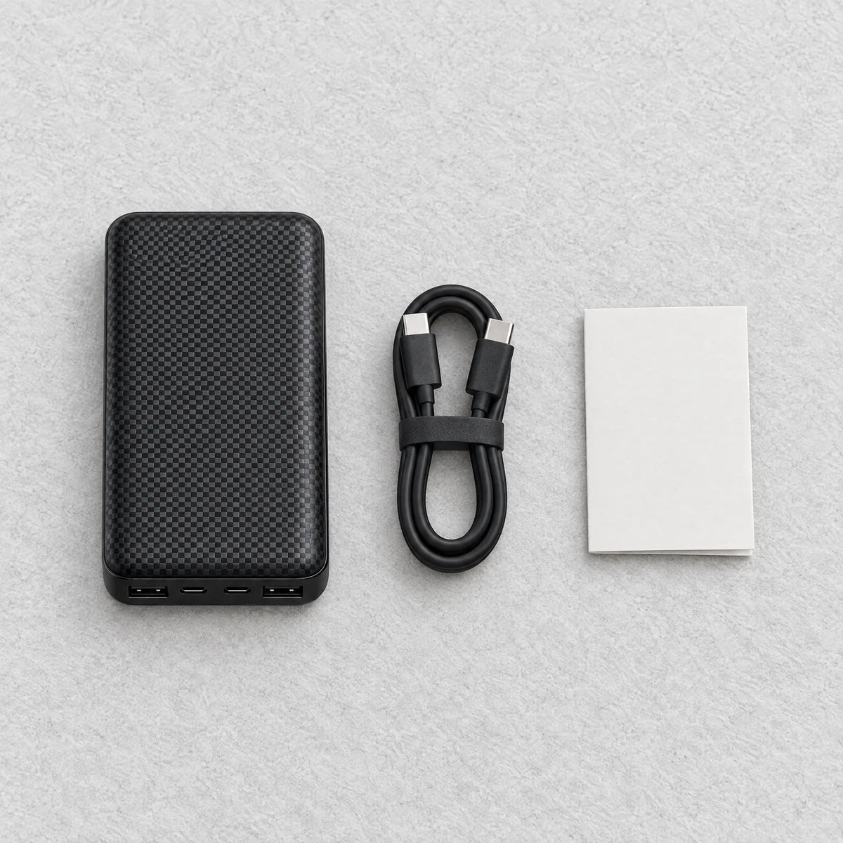 Lieferumfang: Powerbank 20.000 mAh, USB-C-Ladekabel und Kurzanleitung