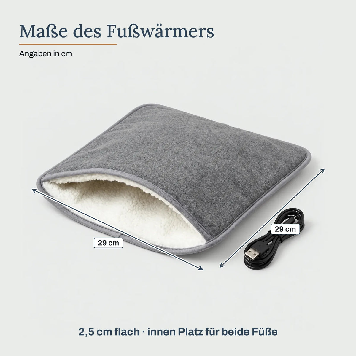 Maße des Fußwärmers – USB-Fußwärmer mit waschbarem Bezug