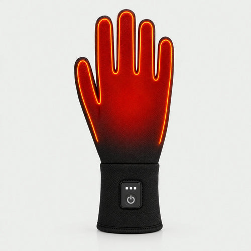 Heizbereich der dünnen beheizten Handschuhe: Handrücken und alle fünf Finger