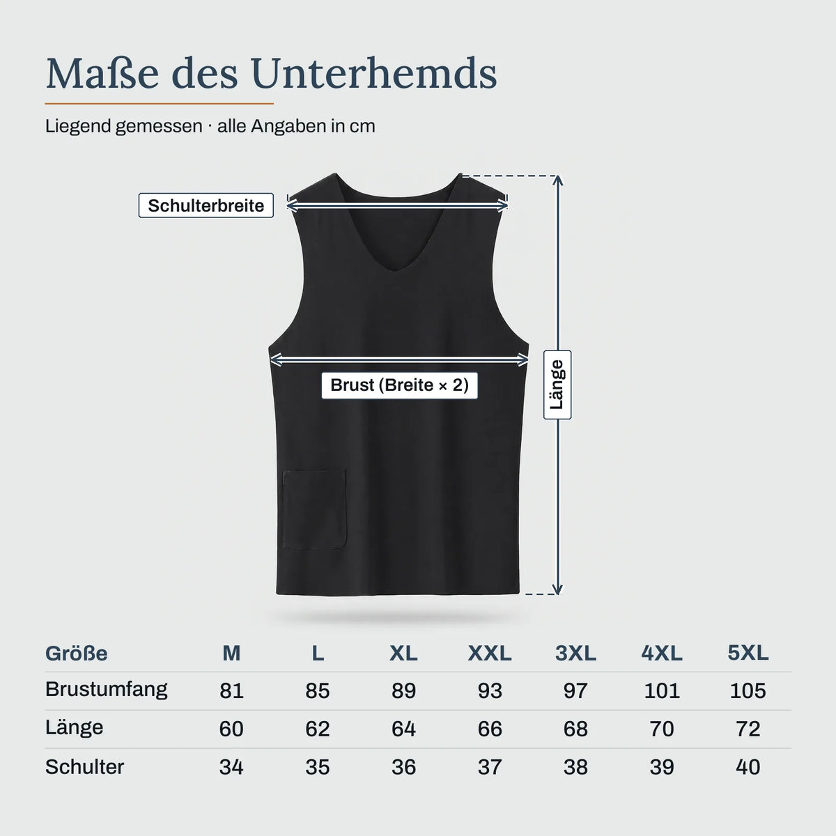Maße des Unterhemds – Beheiztes Unterhemd ohne Ärmel, unisex