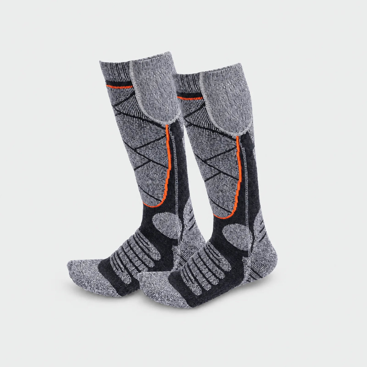 Alpenwarm beheizte Socken in Grau mit Akkutasche am Bund