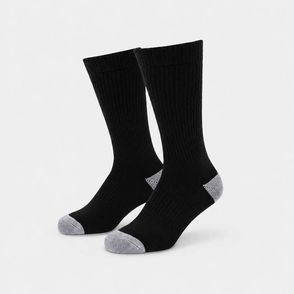 Alpenwarm beheizte Socken in Schwarz mit grauer Ferse und Spitze
